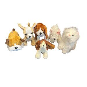 Lot of GANZ WEBKINZ LIL KINZ 5 Dogs 1 Persian Cat Bulldog Basset Hound Terrier
